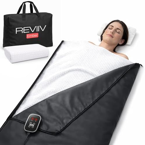 Portable Infrared Sauna Blanket for Home, Carbon Fiber Far Infrared Heating, Low EMF Full Body Sauna Blanket with Washable Towel Insert, Carry Bag & Digital Controller, Relaxation & Recovery