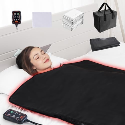 VEVOR Sauna Blanket for Detoxification, Portable Far Infrared Sauna for Home Relaxation, 1-6 Level Adjustable Temprature Rannge 95-185℉, 1-60 Minutes Timer, Far Infrared Carbon Heating Sauna Bag
