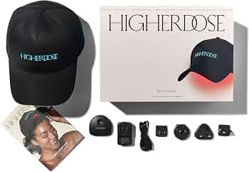 HigherDOSE Red Light Therapy Hat for Hair Growth - Cordless Red Light Cap to Support Scalp Health, Hair Regrowth at Home & Reduced Shedding - Rechargeable LED Hat Promotes Fuller Hair & Scalp Wellness