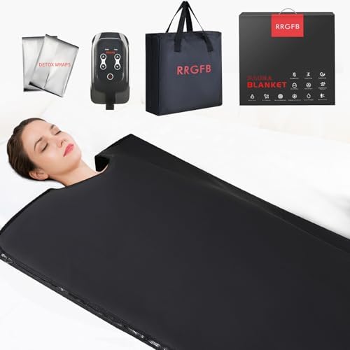 RRGFB Low EMF Infrared Sauna Blanket for Detox and Home Relaxation, Adjustable 20-60 Min Timer, 95-167℉ Temp Range, 6 ft x 2.95 ft, Durable PU Leather Cover : Patio, Lawn & Garden