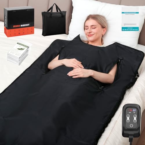 Sauna Blanket for Home: Extra Large Portable Sauna Blanket with Full Body Detox Wrap & Deep Heat Relaxation - Adjustable 86-176°F 20-60 Min Timer 74.8 x 35.5Inch