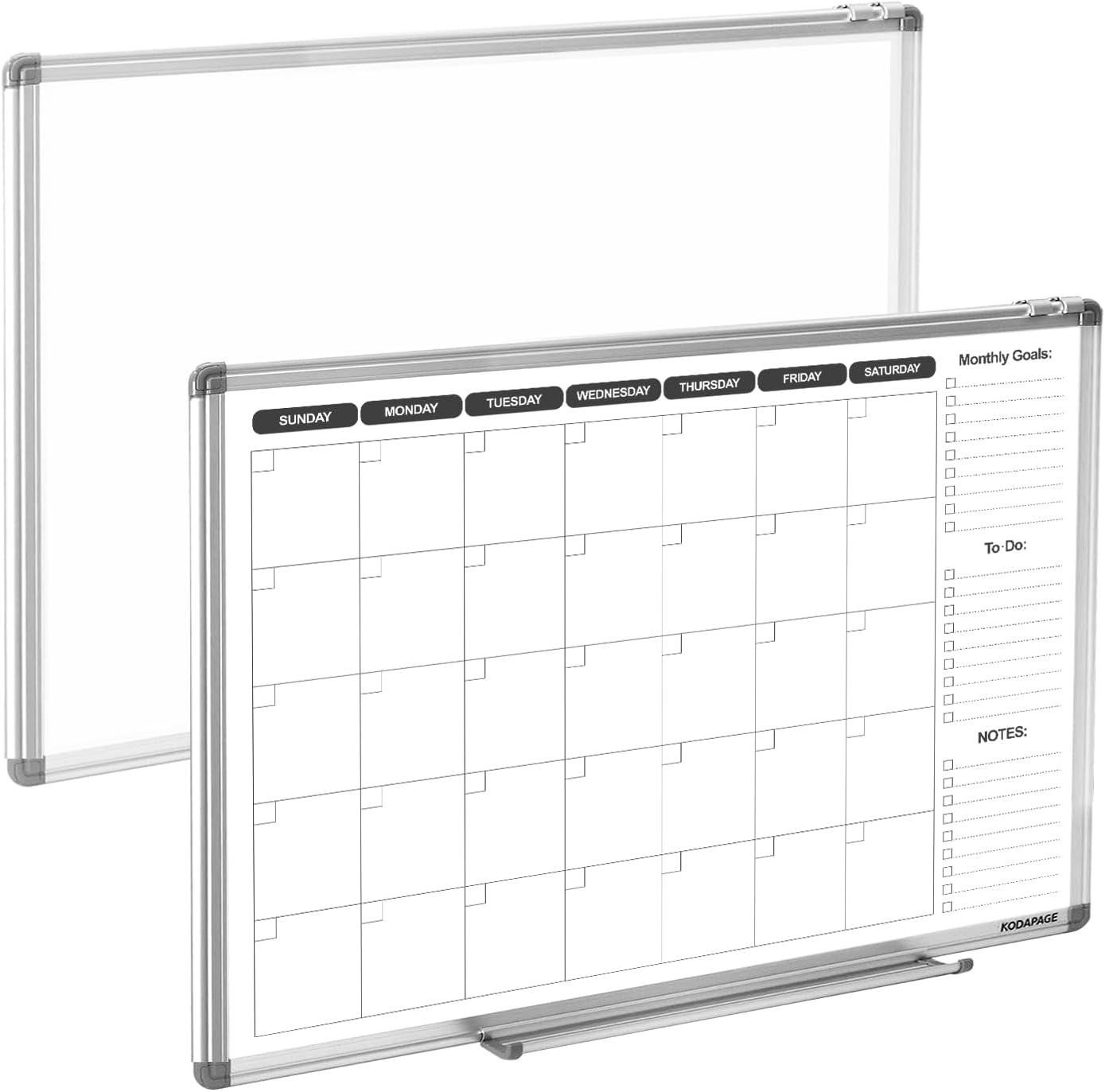 Whiteboard Dry Erase Calendar for wall, Weekly &amp; Monthly Planner Dry Erase Board 24" X 18" Double-Sided for Office, Home and School
